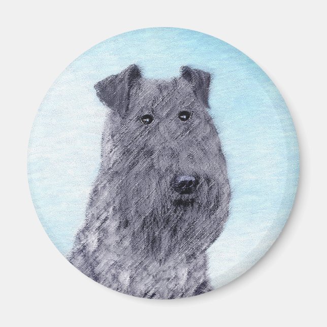 Kerry Blue Terrier Painting Cute Original Dog Art Magnet (Front)