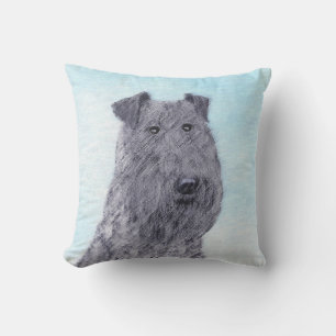 Kerry Blue Terrier Painting Cute Original Dog Art Outdoor Pillow