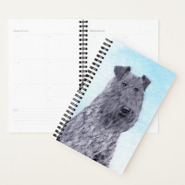 Kerry Blue Terrier Painting Cute Original Dog Art Planner (Display)