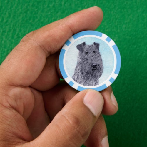 Kerry Blue Terrier Painting Cute Original Dog Art Poker Chips
