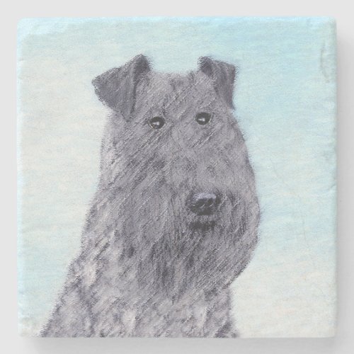 Kerry Blue Terrier Painting Cute Original Dog Art Stone Coaster