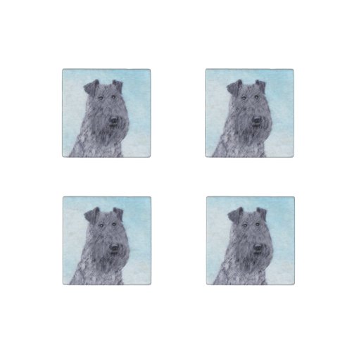 Kerry Blue Terrier Painting Cute Original Dog Art Stone Magnet