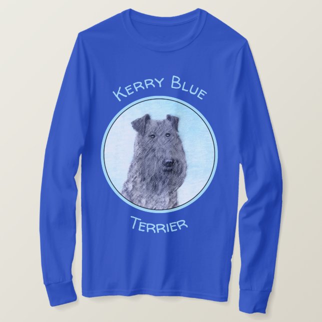 Kerry Blue Terrier Painting Cute Original Dog Art T-Shirt (Design Front)