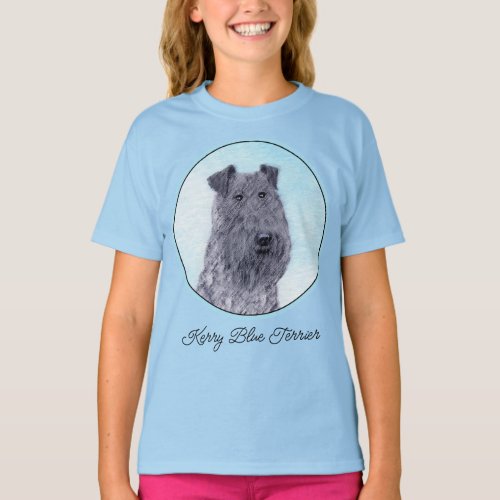Kerry Blue Terrier Painting Cute Original Dog Art T_Shirt
