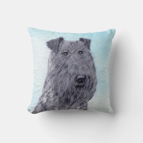 Kerry Blue Terrier Painting Cute Original Dog Art Throw Pillow