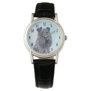 Kerry Blue Terrier Painting Cute Original Dog Art Watch