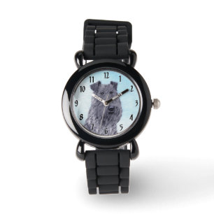 Kerry Blue Terrier Painting Cute Original Dog Art Watch
