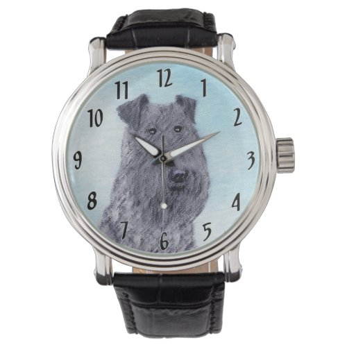 Kerry Blue Terrier Painting Cute Original Dog Art Watch