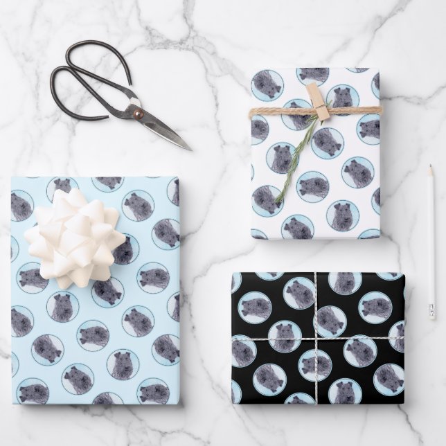 Kerry Blue Terrier Painting Cute Original Dog Art Wrapping Paper Sheets (Front)