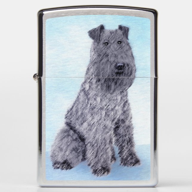 Kerry Blue Terrier Painting Cute Original Dog Art Zippo Lighter (Front)