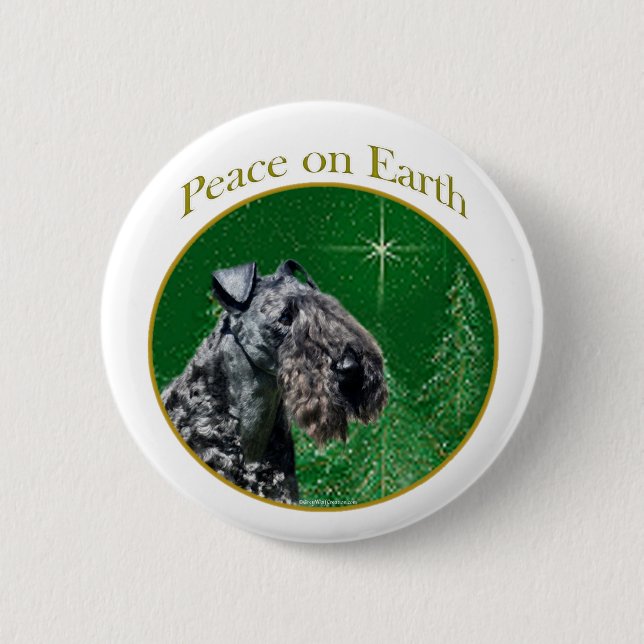 Kerry Blue Terrier Peace Pinback Button (Front)