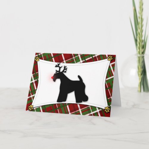 Kerry Blue Terrier Reindeer Christmas Card