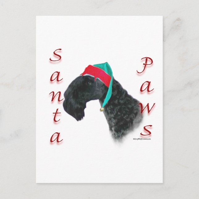 Kerry Blue Terrier Santa Paws Holiday Postcard (Front)