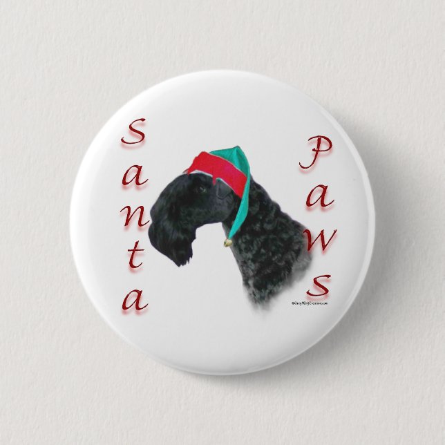 Kerry Blue Terrier Santa Paws Pinback Button (Front)