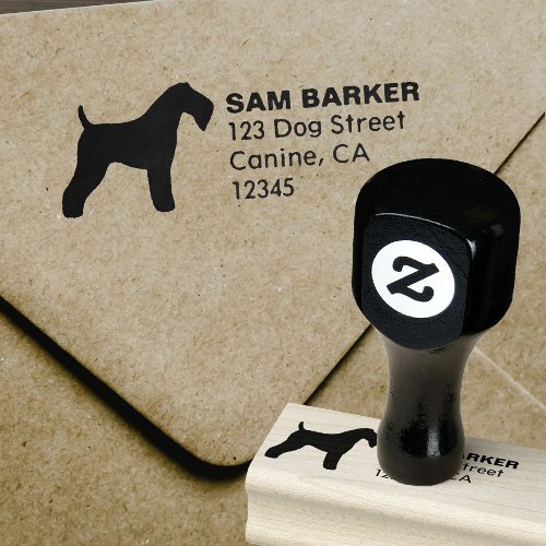 Kerry Blue Terrier Silhouette Return Address Rubber Stamp