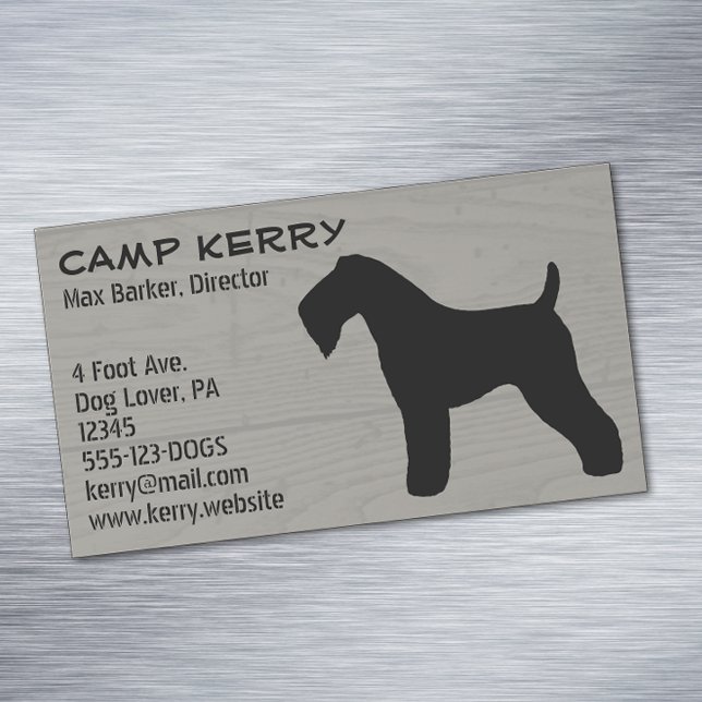Kerry Blue Terrier Silhouette Wood Grain Style Business Card Magnet (Creator Uploaded)