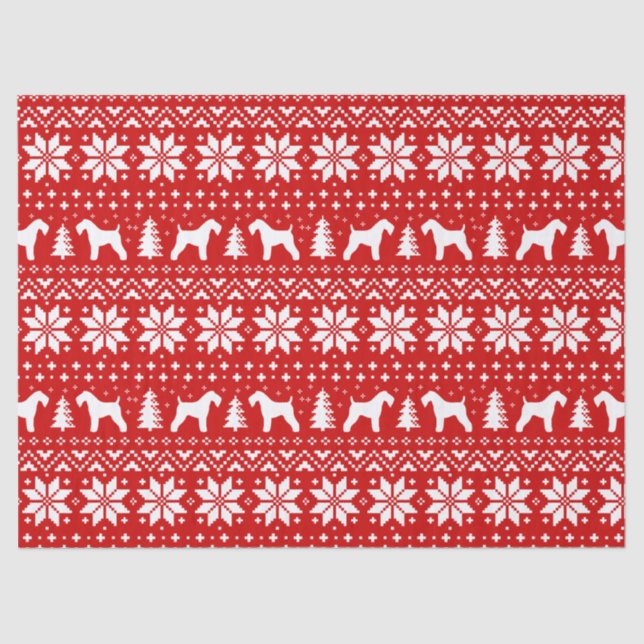 Kerry Blue Terrier Silhouettes Christmas Pattern Tissue Paper (Front)