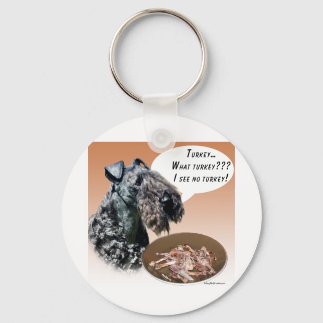 Kerry Blue Terrier Turkey Keychain (Front)
