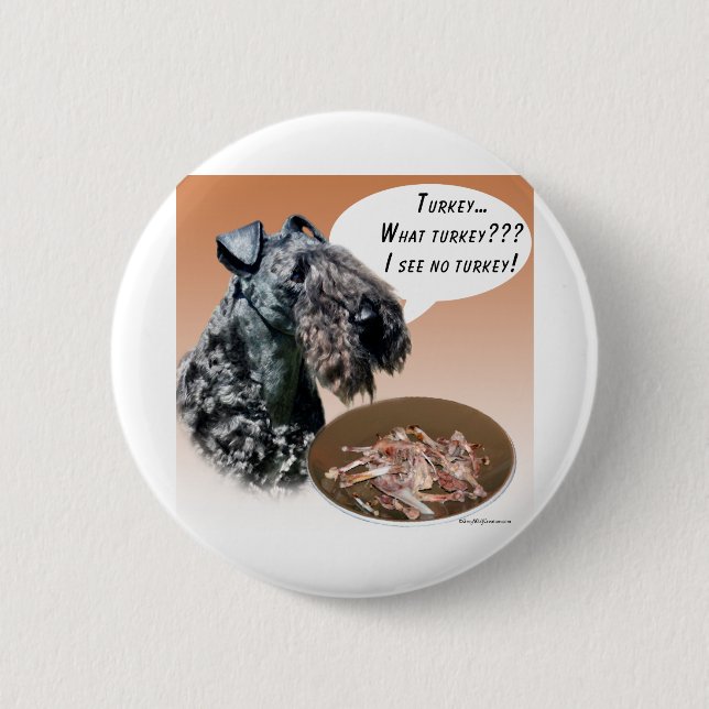 Kerry Blue Terrier Turkey Pinback Button (Front)