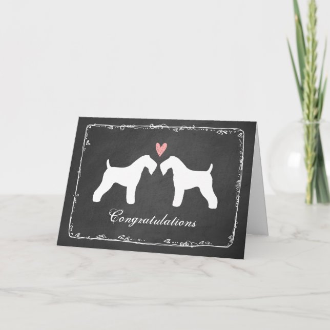 Kerry Blue Terriers Wedding Congratulations Card (Front)