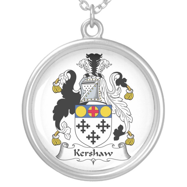 Kershaw Family Crest Silver Plated Necklace (Front)