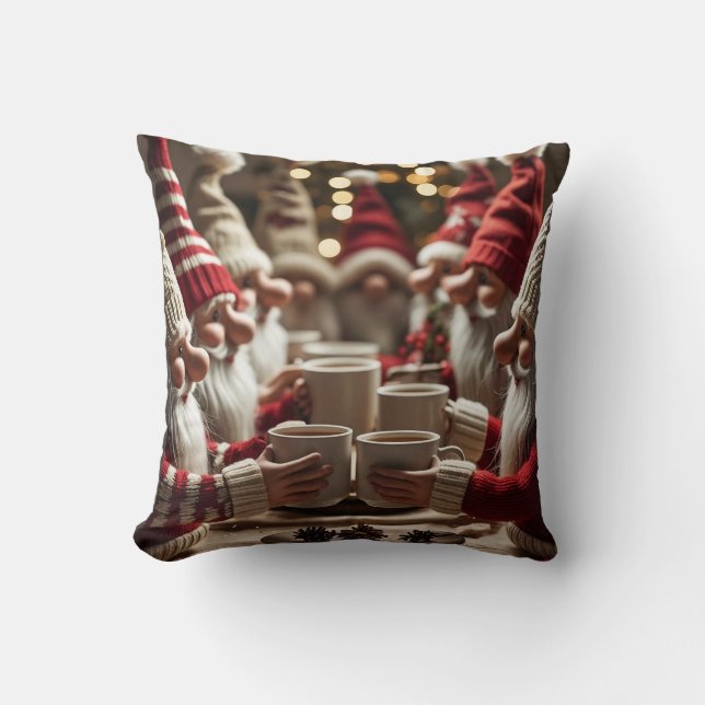 Kerst Cabouter piles Throw Pillow (Front)