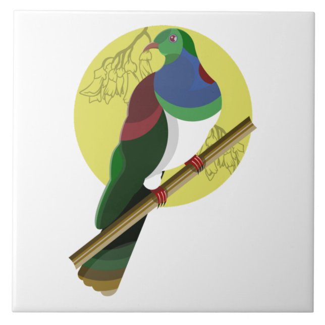 KERURU Wood pigeon NZ BIRD Ceramic Tile (Front)
