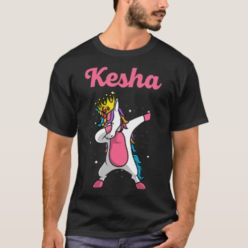 KESHA Birthday Dabbing Unicorn Queen   T_Shirt