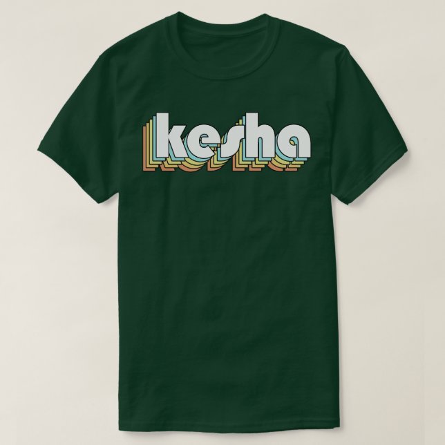 Kesha Retro Rainbow Typography Faded Style T-Shirt (Design Front)