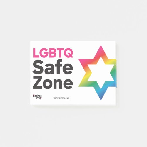 Keshet LGBTQ Jewish Safe Zone Classic Rainbow Post_it Notes
