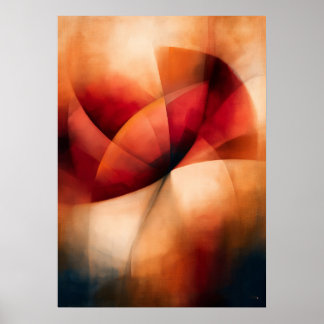 Keshi Poppy Cubist Floral Abstraction Poster
