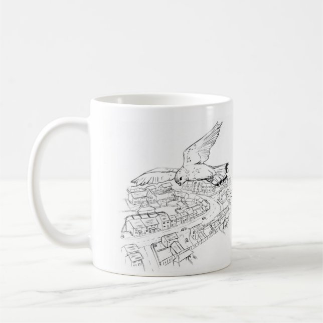 Kestrel over city mug (Left)