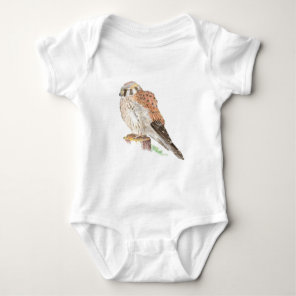 Kestrel Sparrow Hawk, Watercolor Bird Baby Bodysuit