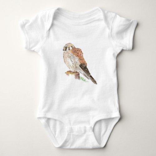 Kestrel Sparrow Hawk Watercolor Bird Baby Bodysuit
