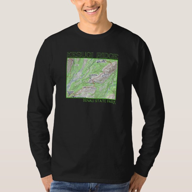 Kesugi Ridge Hiking Map Denali State Park Alaska S T-Shirt (Front)