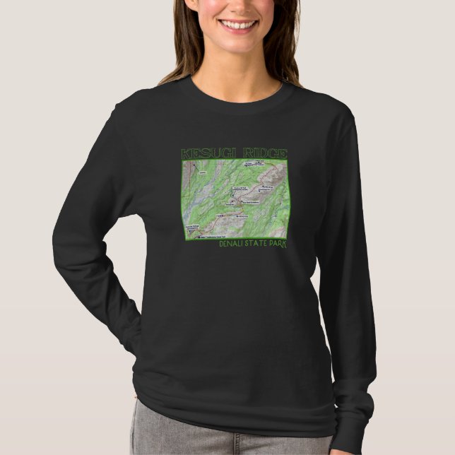 Kesugi Ridge Hiking Map Denali State Park Alaska S T-Shirt (Front)