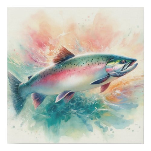 Keta Salmon AREF1104 _ Watercolor Faux Canvas Print