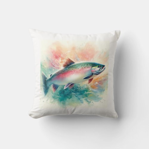 Keta Salmon AREF1104 _ Watercolor Throw Pillow