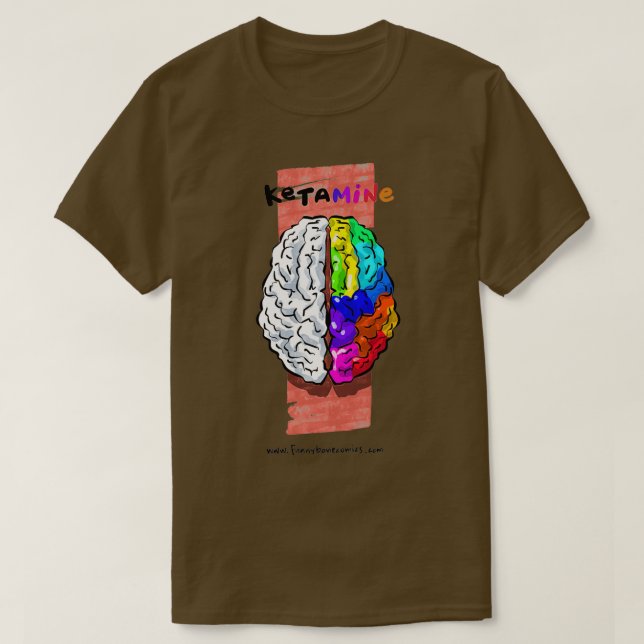 Ketamine Brain Funny Medical Cartoons T-Shirt (Design Front)