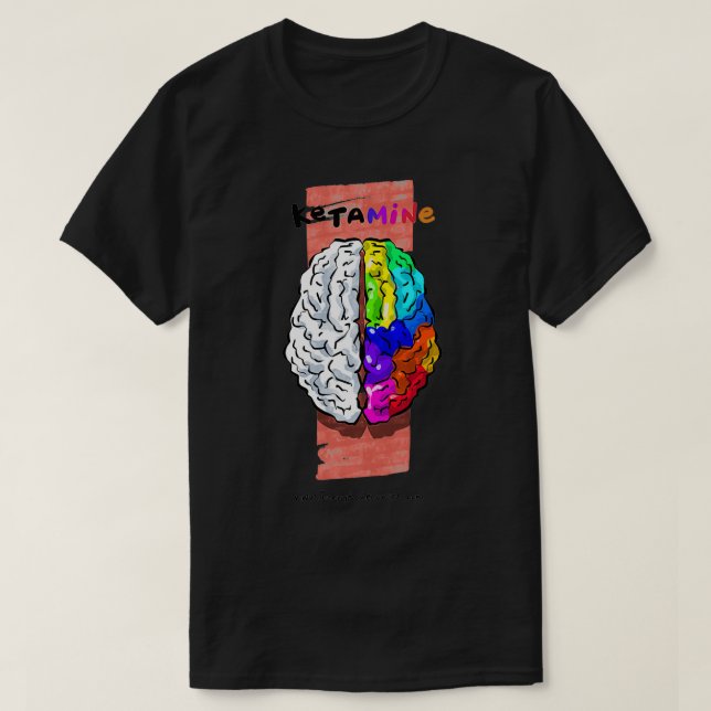 Ketamine Brain Funny Medical Cartoons T-Shirt (Design Front)