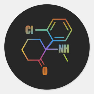 Ketamine Molecule Techno Edm Rave Psychedelic Trip Classic Round Sticker