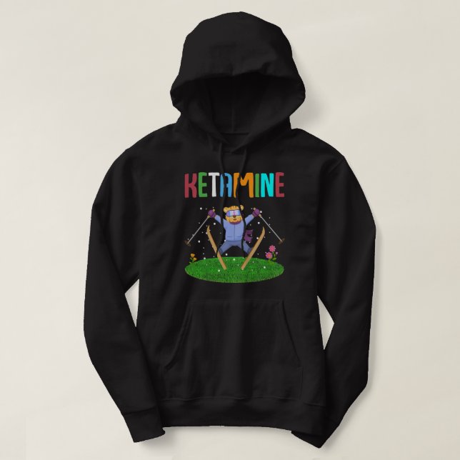 Ketamine Skiing Jumping Bear Hoodie (Design Front)