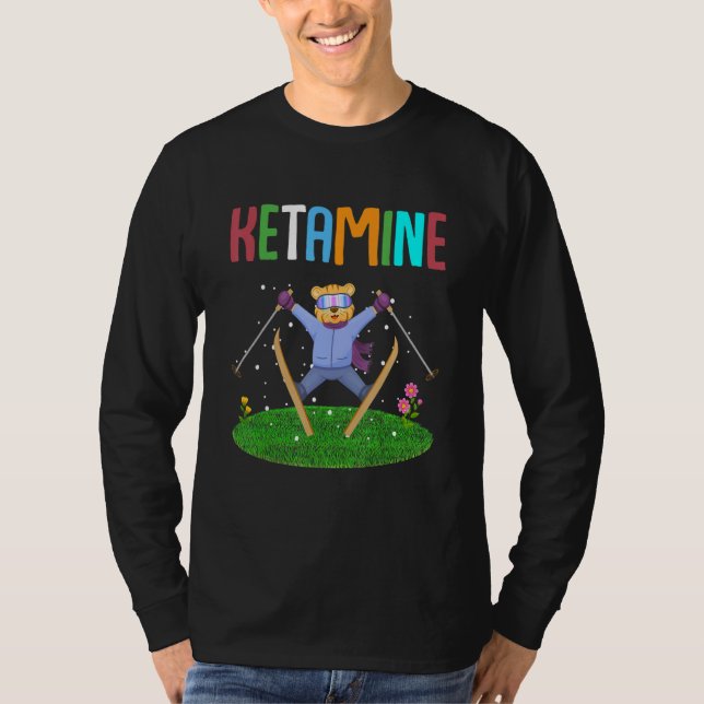 Ketamine Skiing Jumping Bear T-Shirt (Front)