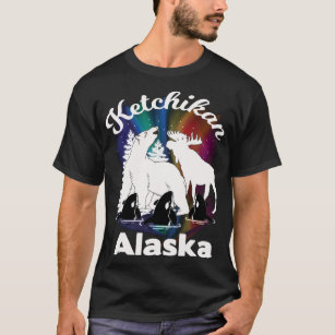 Ketchikan Alaska Aurora Borealis Bear Moose Orca S T-Shirt