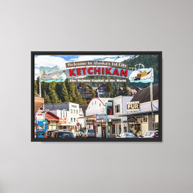 Ketchikan, Alaska, Cruising Alaska Port Canvas Print (Front)