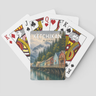 Ketchikan Alaska Illustration Travel Art Vintage Poker Cards