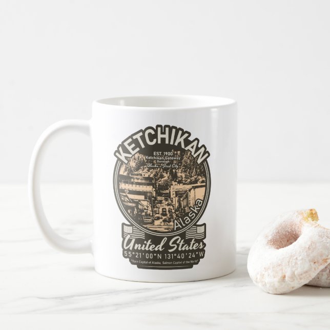KETCHIKAN ALASKA - REVILLAGIGEDO ISLAND COFFEE MUG (With Donut)