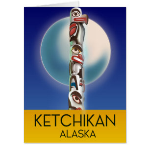 Ketchikan Alaska Totem Pole Travel poster Card