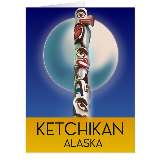 Ketchikan Alaska Totem Pole Travel poster Card (Front)