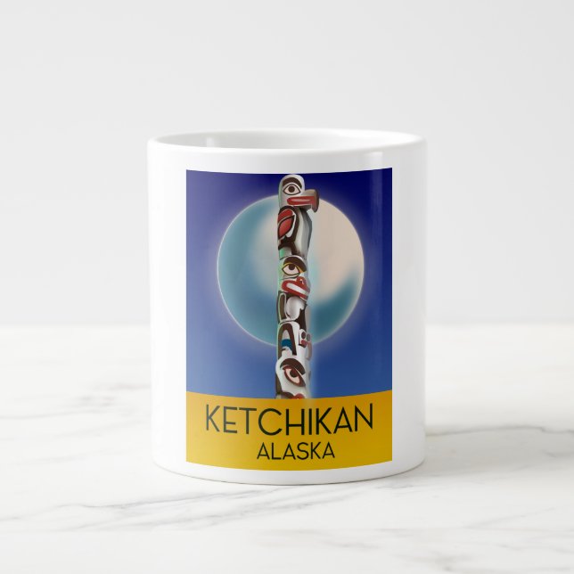 Ketchikan Alaska Totem Pole Travel poster Giant Coffee Mug (Front)